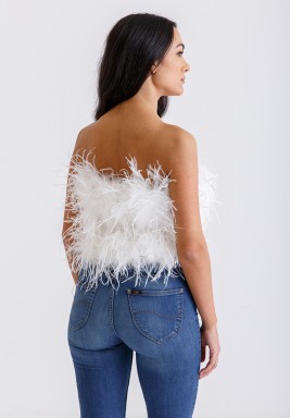White Ostrich Feather Top