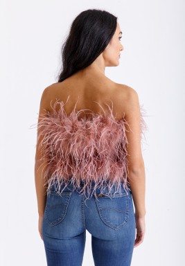 Pink Ostrich Feather Top