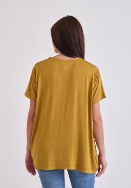 Mustard T-shirt With Neck Line