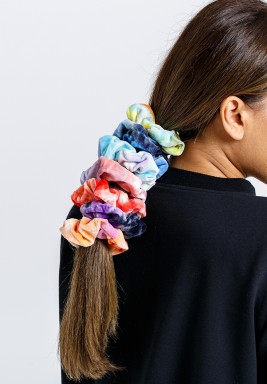Rainbow Navy Velvet Scrunchie