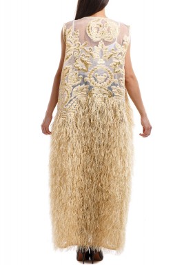 Creamy Feather Lace Vest