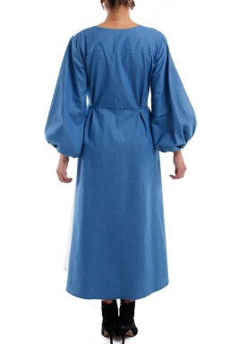 Half Denim Half White Kaftan