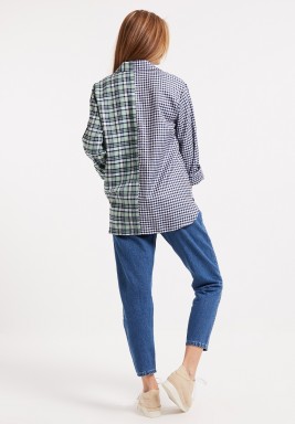 Navy Block Asymmetric Shirt 