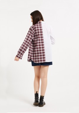 White Block Asymmetric Shirt