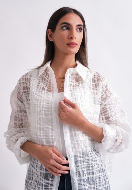 White Organza Oversized Shirt 