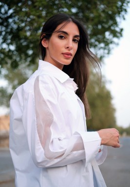 Oversized Shirt with Organza Details