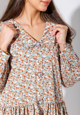 Beige Floral Vintage Liberty Cotton Dress 