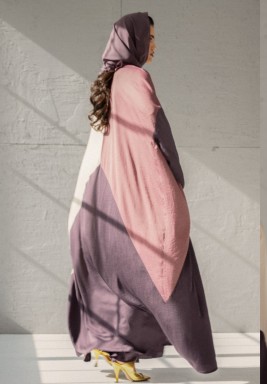 Purple, Pink & Off-White Abaya 