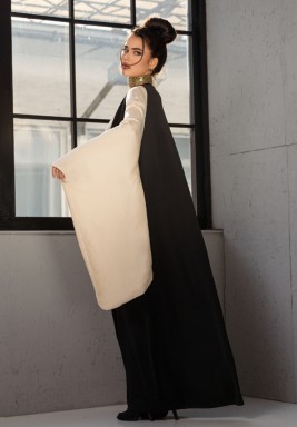 Black With White Asparagus Abaya 
