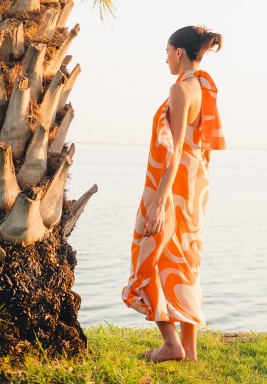 Orange Long Waves scarf