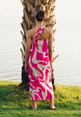 Pink Long Waves scarf