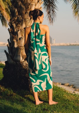 Green Long Waves scarf