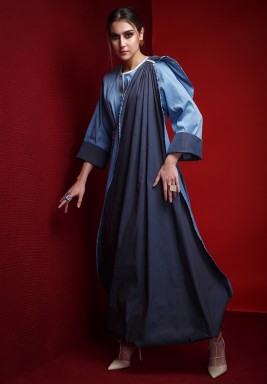 Blue & Navy Romanian Belted Dress