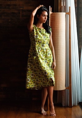 Green Short Printed Dress