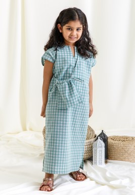 Aqua Blue Checkered Dress