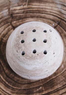 Artisanal Sphere Travertine Mabkhar - Beige