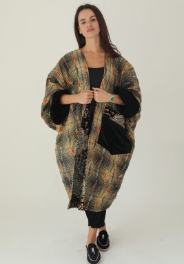 Black Reversible Embroidered Bisht