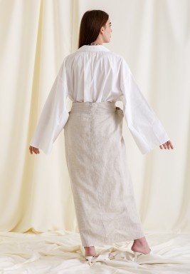 White & Beige Chain Kaftan