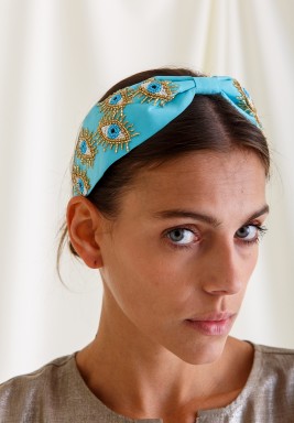 Turquoise Eye Embroidery Headband