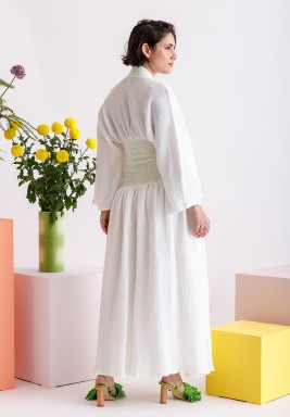 White Tiny Waist Kaftan
