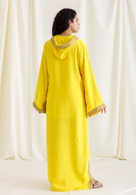 Amber Sun Embroidered Hooded Moroccan Kaftan