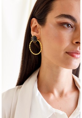 Twist Hoop Golden & Black Eearring
