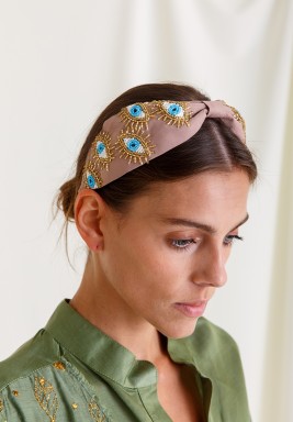 Grey Eye Embroidery Headband