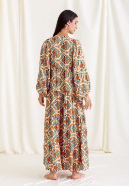 Multicolor Tasseled Floral Yellow Dress