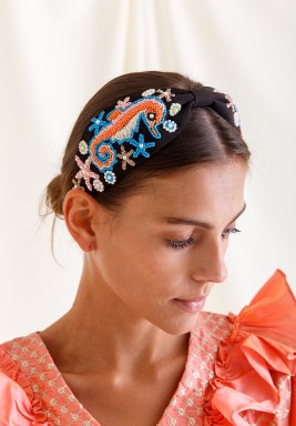 Black Embroidered Headband