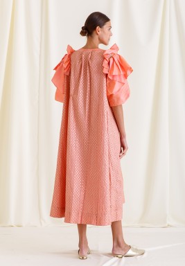 Peach Sparkle Ruffles Kaftan