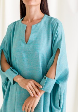 Light Blue Cut Out Cuffs Kaftan