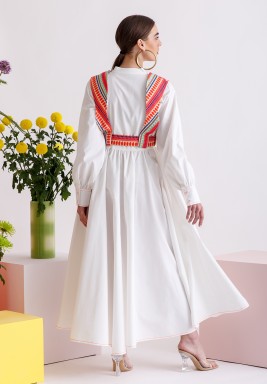 White & Orange Neon Vest Kaftan