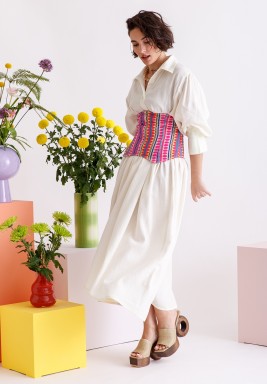 White & Pink Neon Corset Kaftan