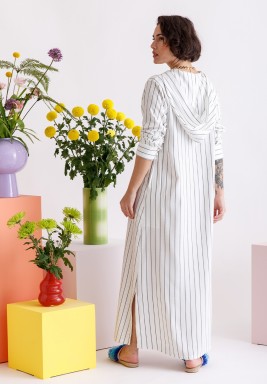 White Moroccan Kaftan in Long Sleeves