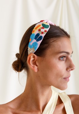 Pink Embroidered Headband