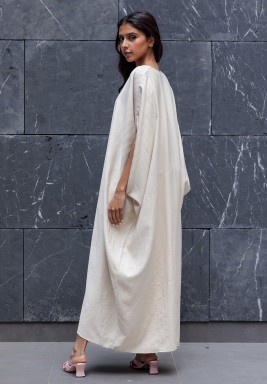 Beige Silk-Linen Kaftan