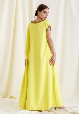 Yellow Coin Embellishment Kaftan
