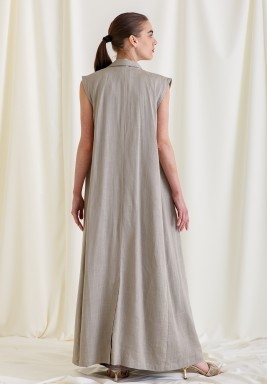 Beige & Metallic Vest Set 