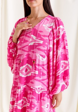 Multicolor Tasseled Ruffled Dress