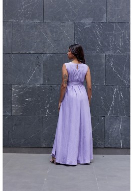 Lilac Sleeveless Belted Dress