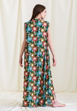 Green Floral Sleeveless Dishdasha