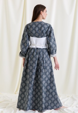 Gray Printed Corset Kaftan