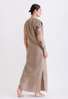 Taupe Padded Shoulder Dress