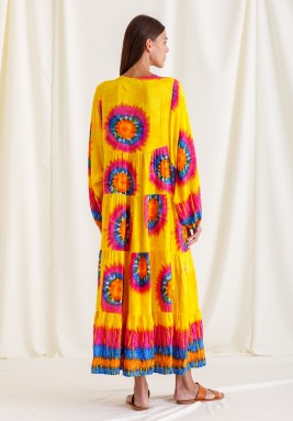 Amber Yellow Tasseled Ruffled Dress