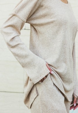 Beige Ribbed Top
