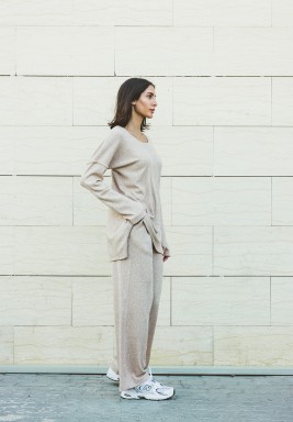 Beige Ribbed Pants