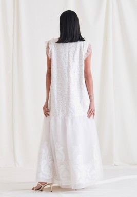 White Bridal Tull Kaftan