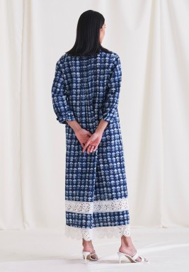 Blue Classic Lace Thobe 