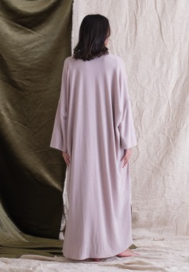 Beige Soft Knit Dress and Bisht Set