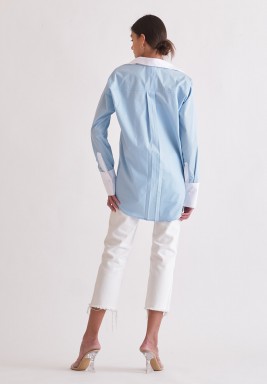 Blue Oversized Shirt with a Strap Around The Neck
